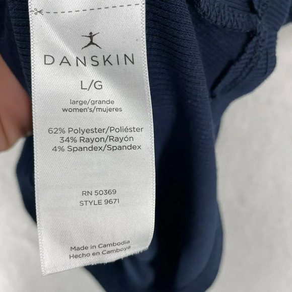 Danskin Tank Top Womens Sz L Blue Scoop Neck Wide Strap Stretch Ribbed - Picture 10 of 11